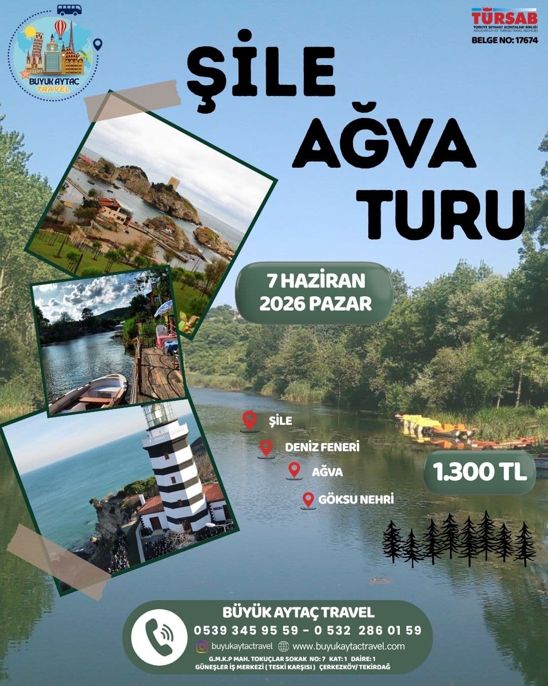 ÖMERLİ – SAKLI GÖL- AĞVA-DENİZ FENERİ-GÖKSU NEHRİ-TEKNE TURU-ŞİLE